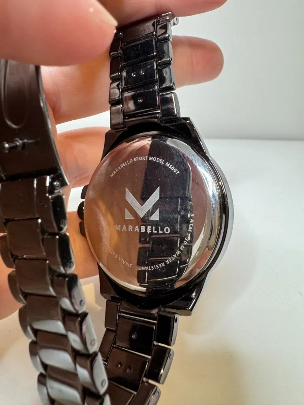 Marabello Sport MS007 Black Metal Quartz Watch 3 ATM 30 Meter Water Resistant Sm